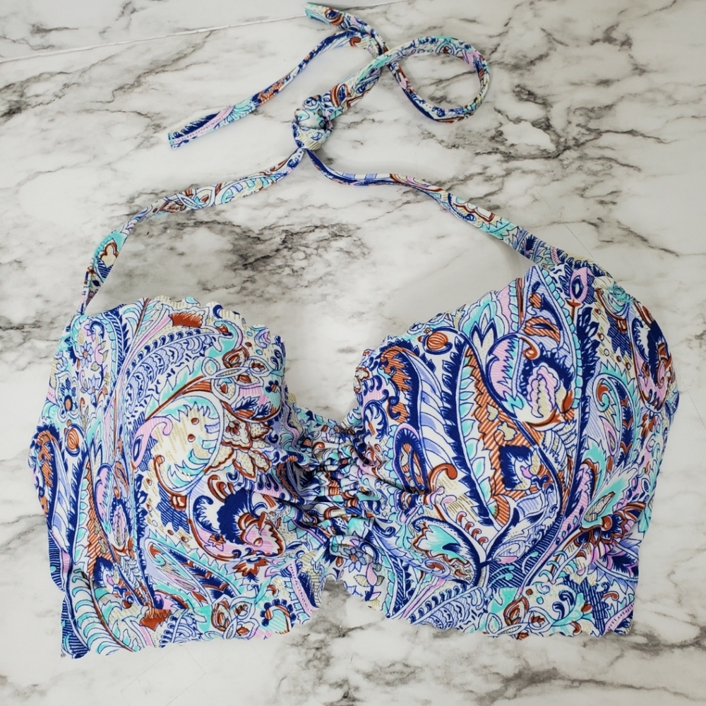 Victoria's Secret Bikini Set Blue Paisley Top - Picture 5 of 11